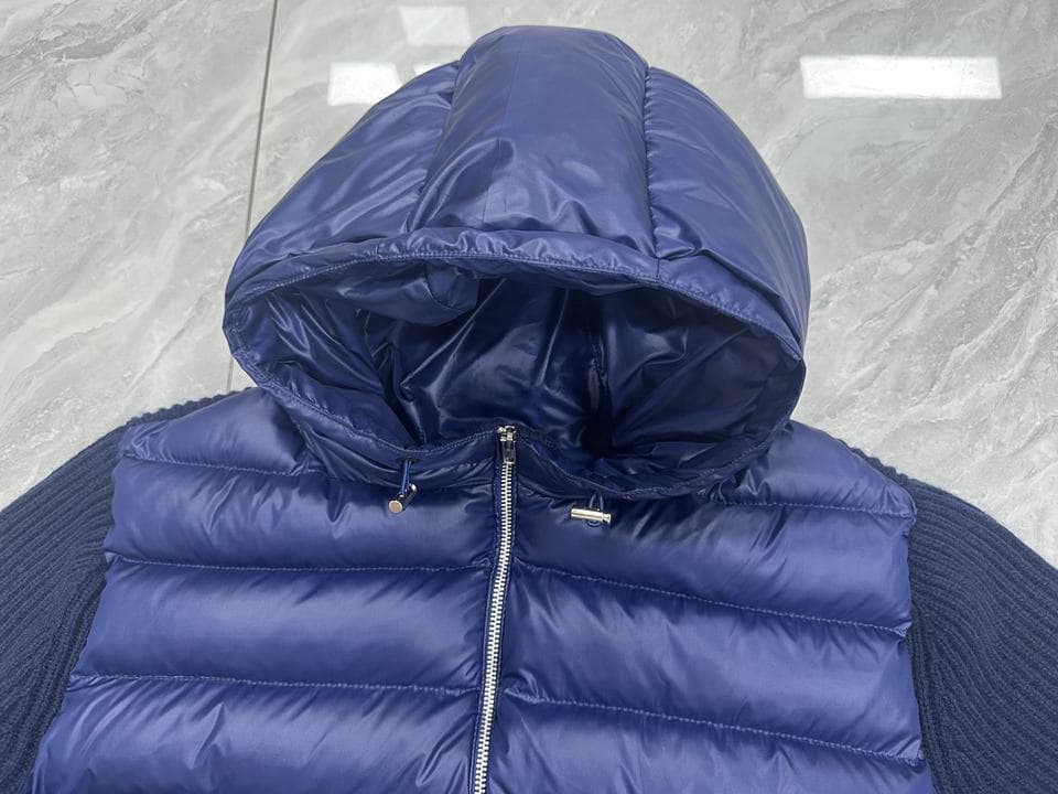 Men's Navy Reversible Hooded Quilted Knit Jacket — view 5