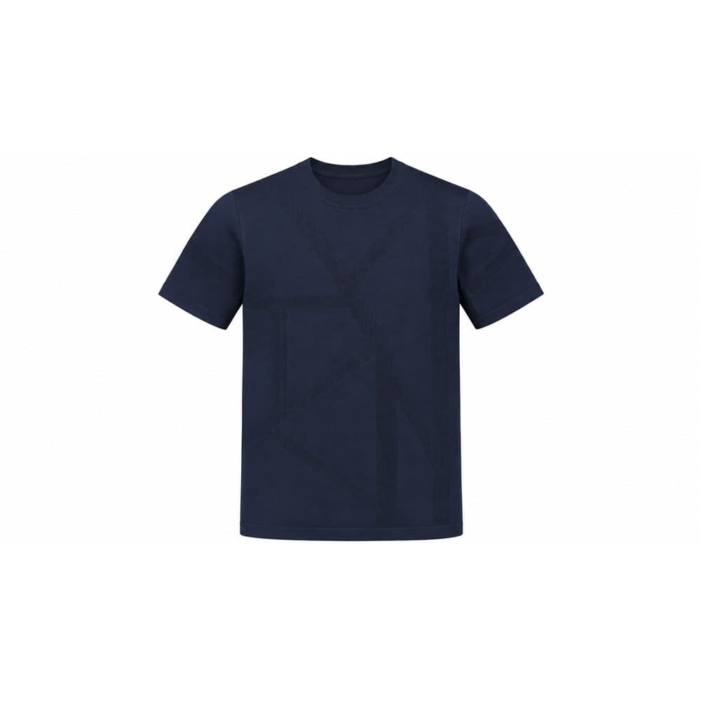 Men's Navy Short-Sleeve V-Neck Knit Top — view 3