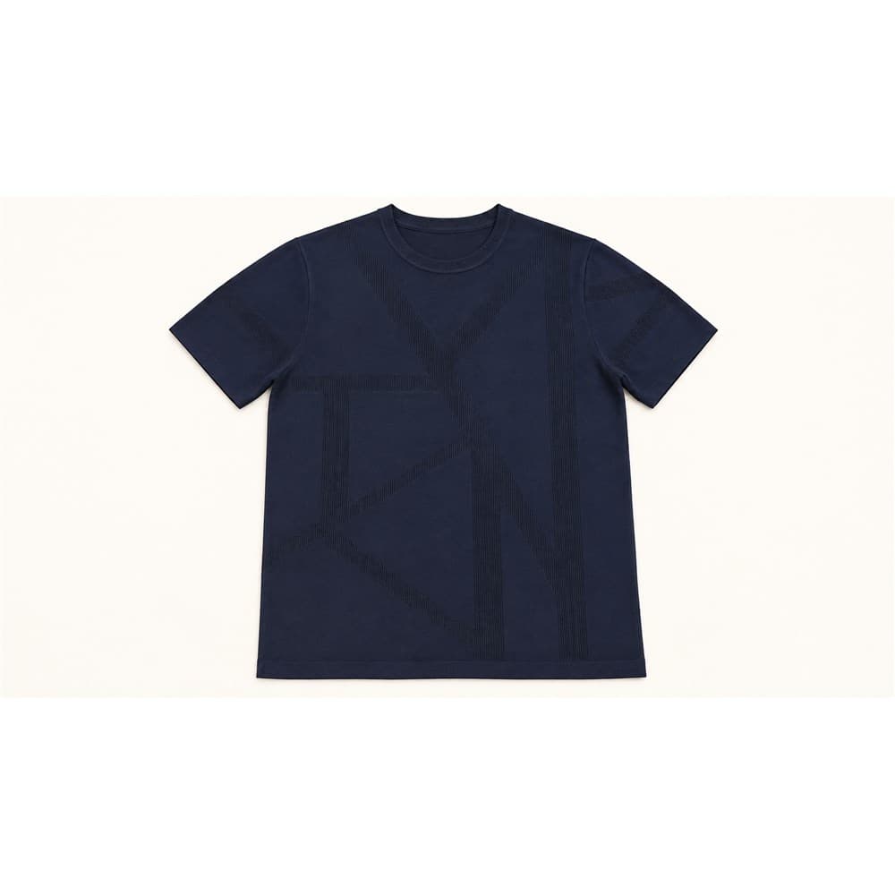 Men's Navy Short-Sleeve V-Neck Knit Top — view 4