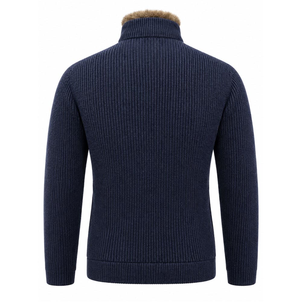 Men's Navy Stand-Collar Zip Knit Jacket — view 2