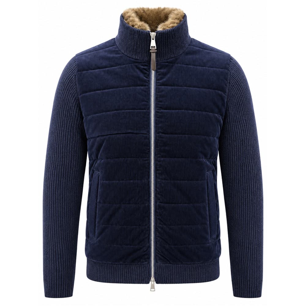 Men's Navy Stand-Collar Zip Knit Jacket — view 3