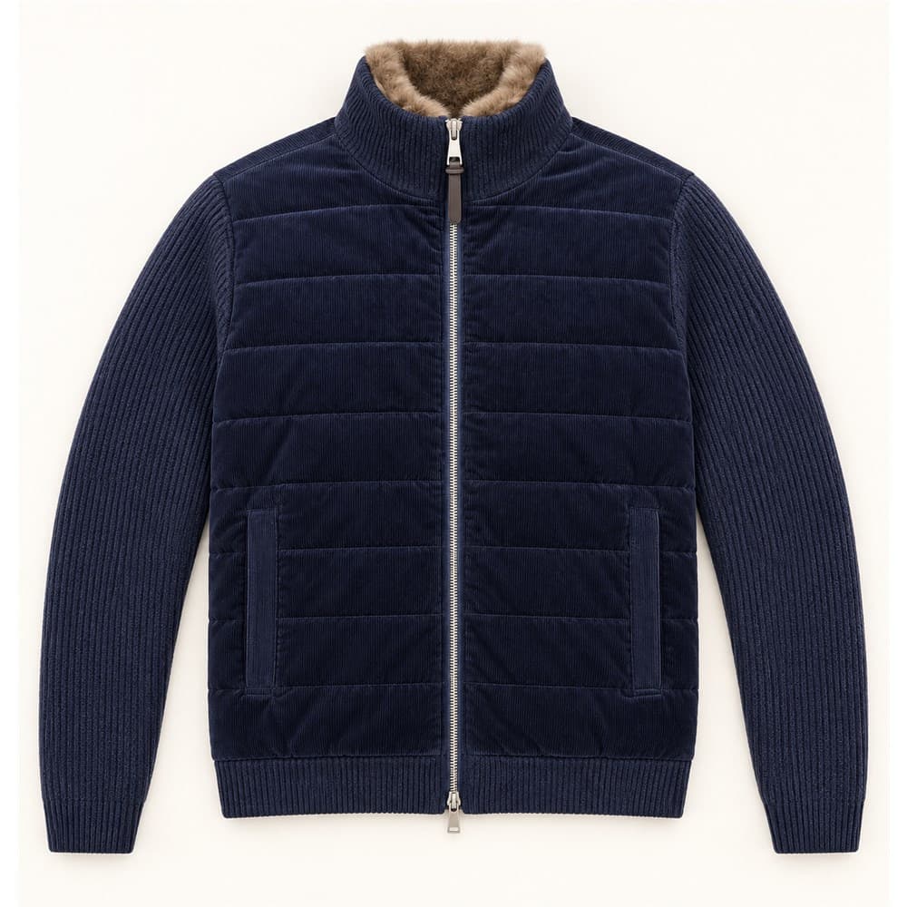 Men's Navy Stand-Collar Zip Knit Jacket — view 4