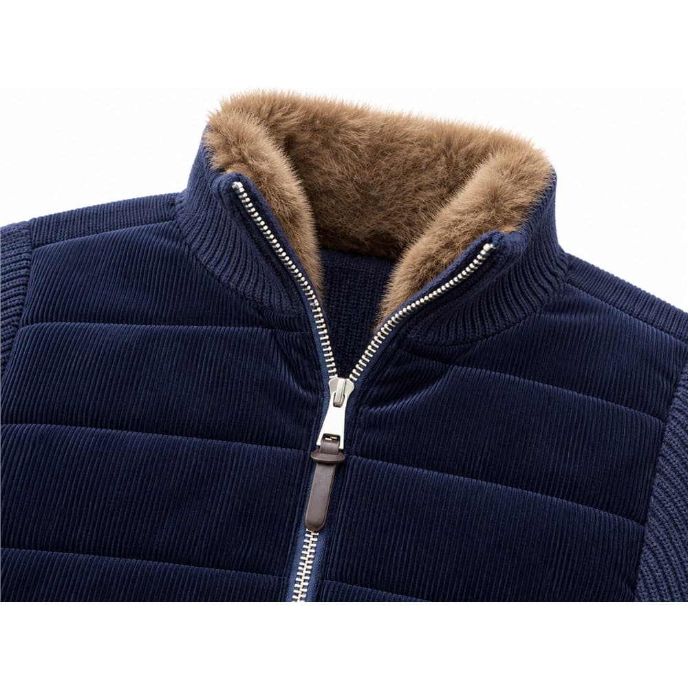 Men's Navy Stand-Collar Zip Knit Jacket — view 5