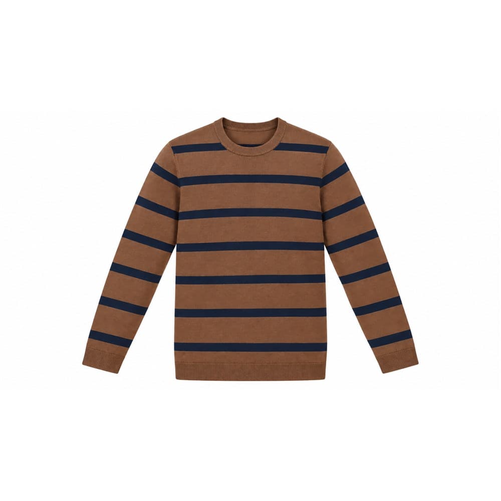 Men's Navy Striped Crew Neck Sweater — view 3
