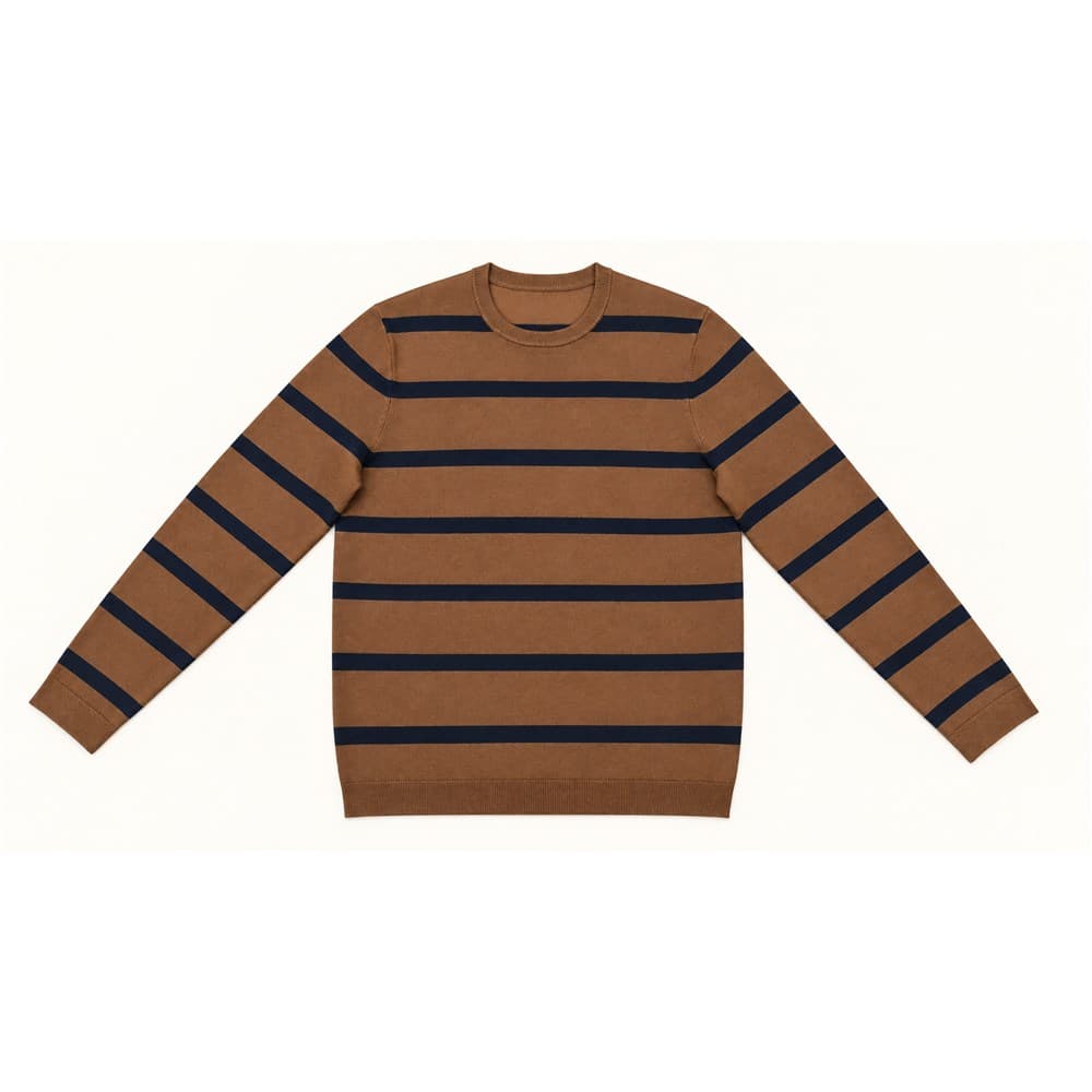 Men's Navy Striped Crew Neck Sweater — view 4