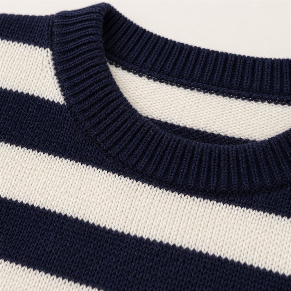 Men's Navy Striped Crew Neck Sweater — view 5