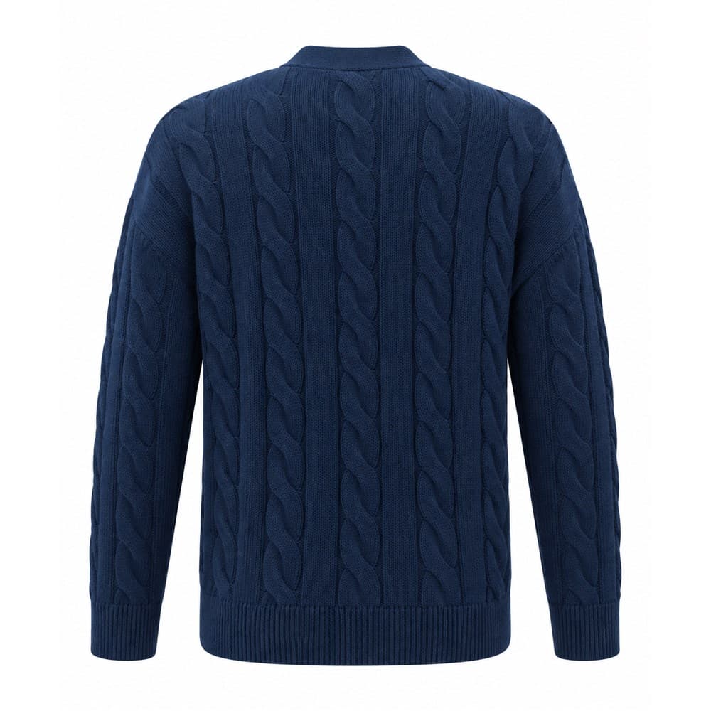 Men's Navy V-Neck Knit Cardigan — view 2