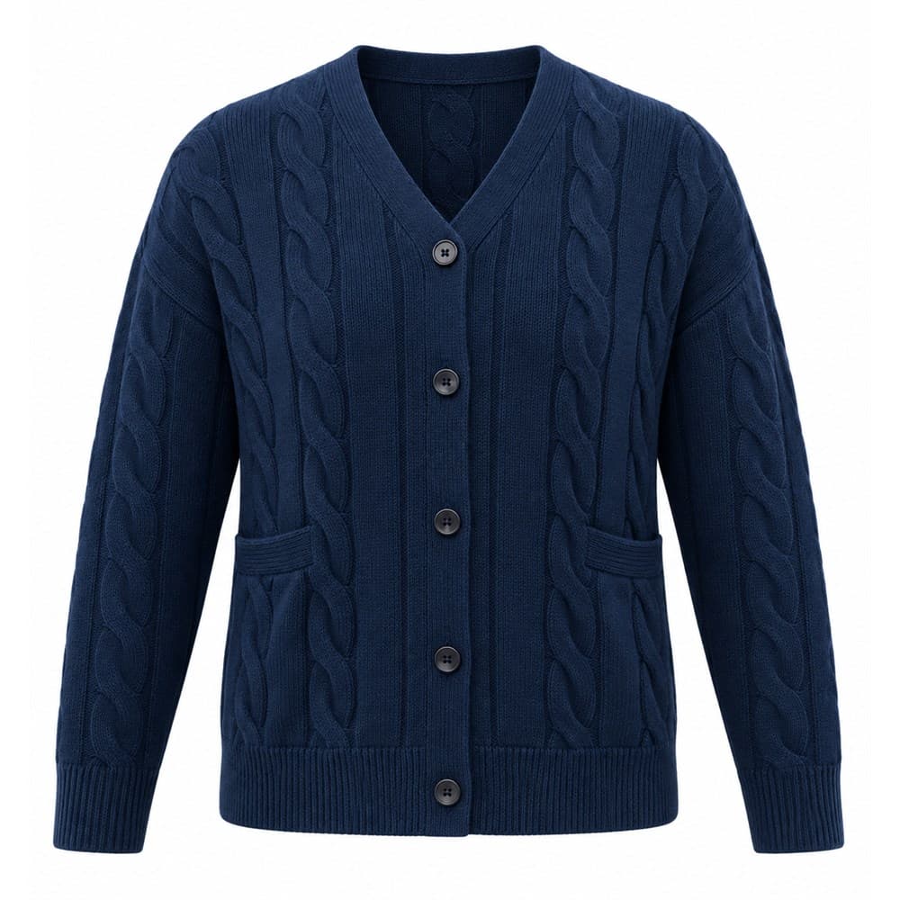 Men's Navy V-Neck Knit Cardigan — view 3