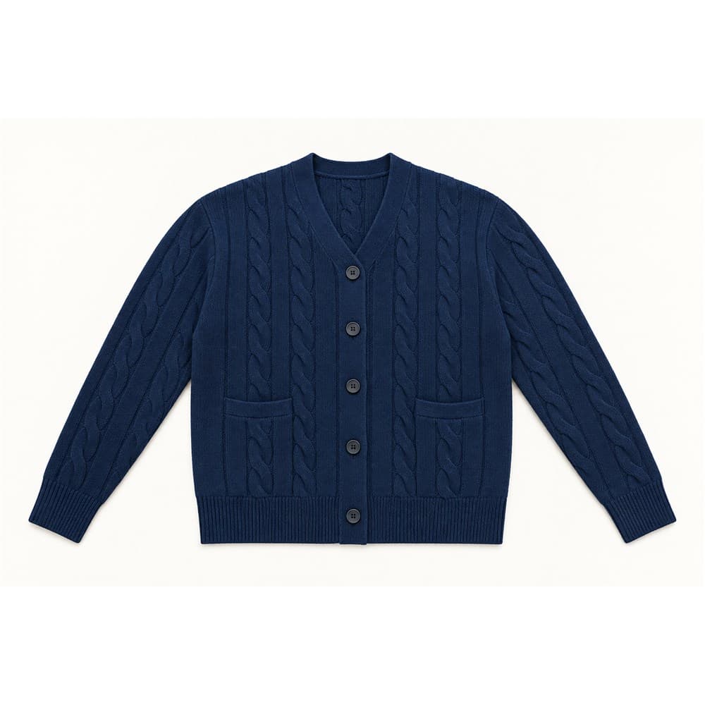 Men's Navy V-Neck Knit Cardigan — view 4
