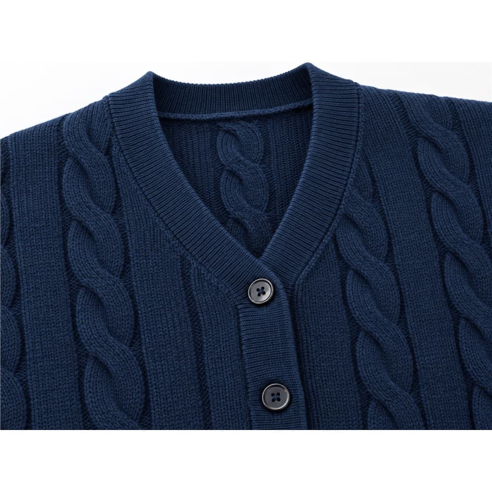 Men's Navy V-Neck Knit Cardigan — view 5