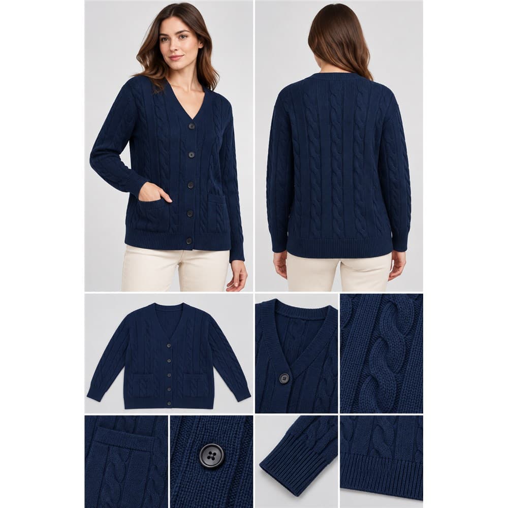 Men's Navy V-Neck Knit Cardigan — view 6
