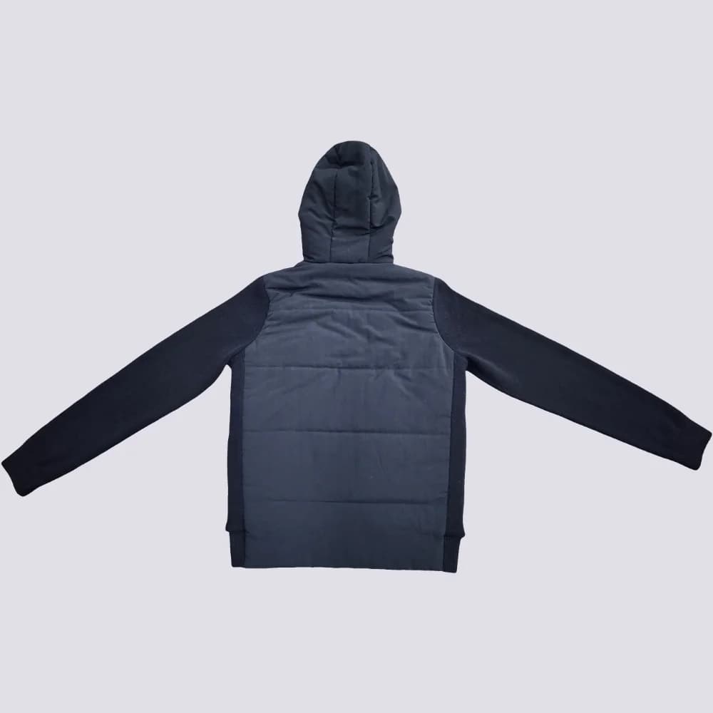 Men's Navy Woolen Puffer Hoodie Jacket — view 9