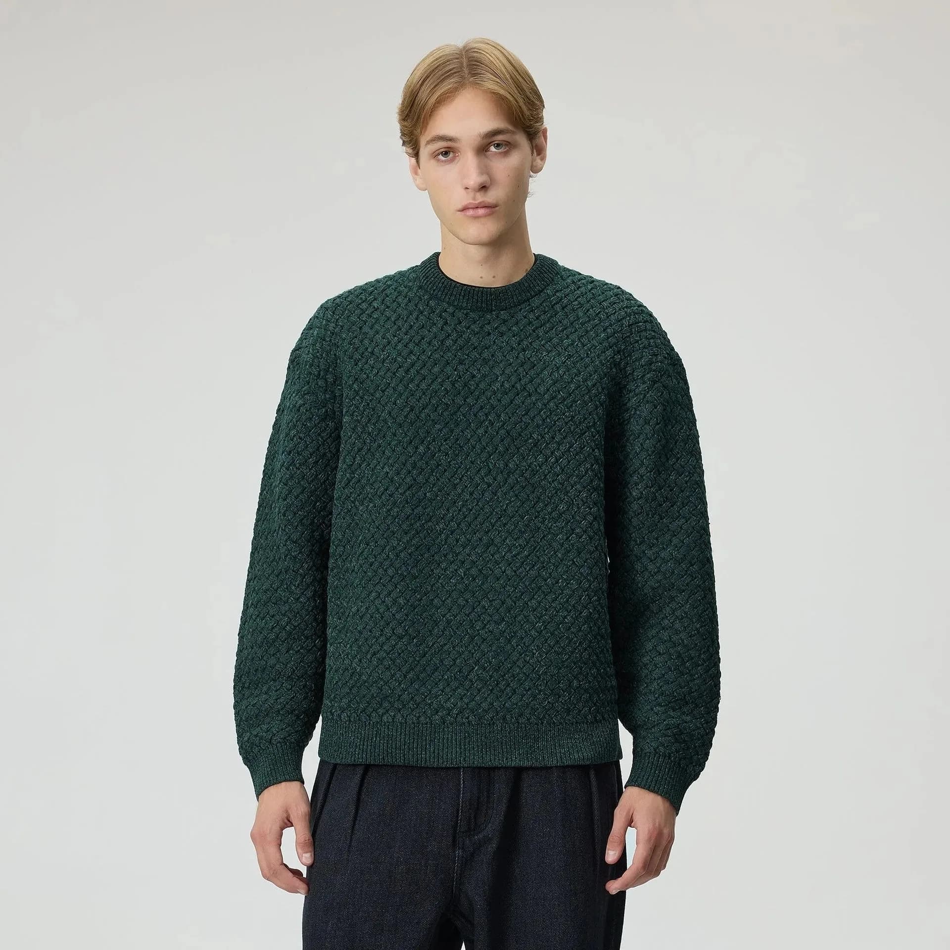 Men's Olive Green Crew Neck Sweater