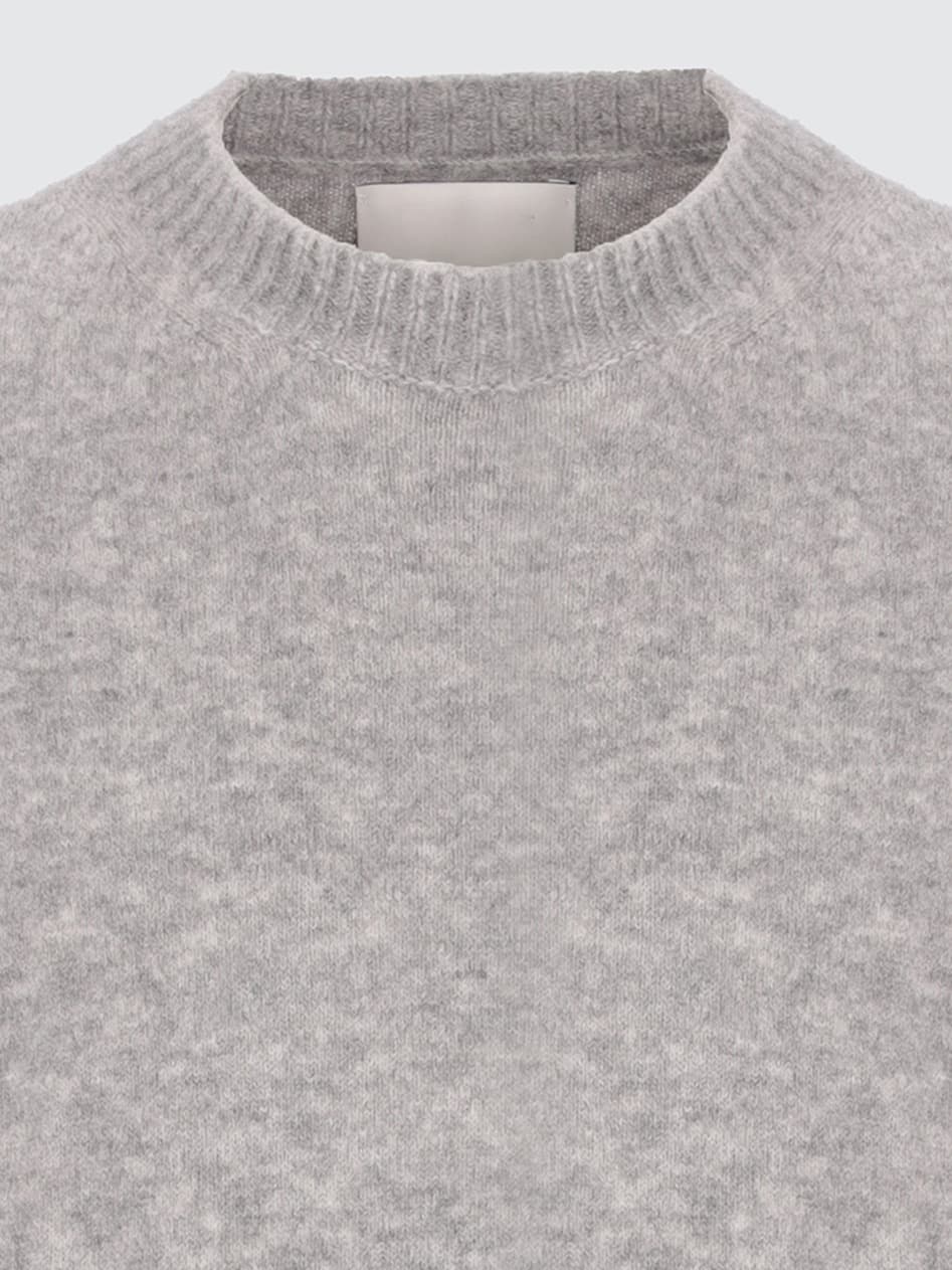 Men's Oversized Brushed Grey Crew Neck Sweater Alpaca Blend Minimalist — view 3
