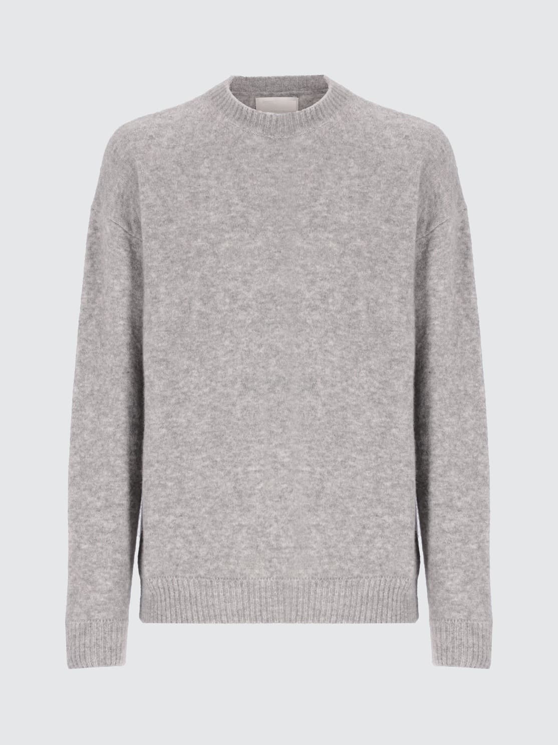 Men's Oversized Brushed Grey Crew Neck Sweater Alpaca Blend Minimalist — view 5