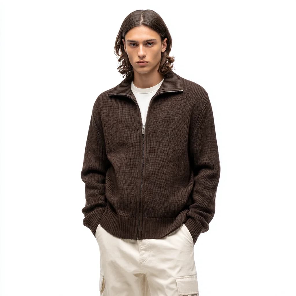 Men's Premium Button Cardigan Heavy Wool Blend V Neck Full Sleeve — view 2