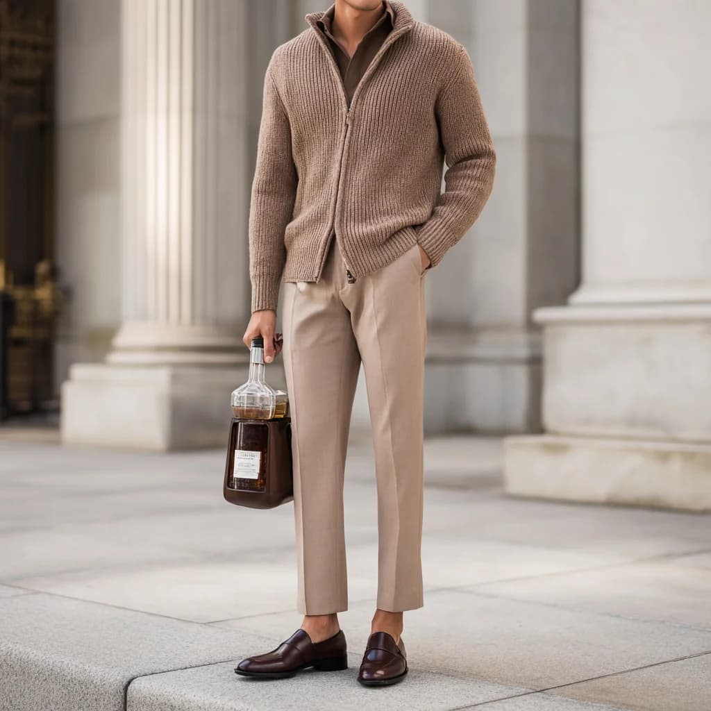 Men's Premium Button Cardigan Heavy Wool Blend V Neck Full Sleeve — view 3
