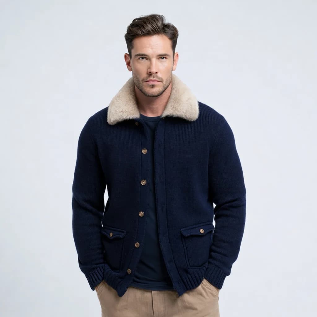 Men's Premium Wool Outdoor Cardigan — view 2