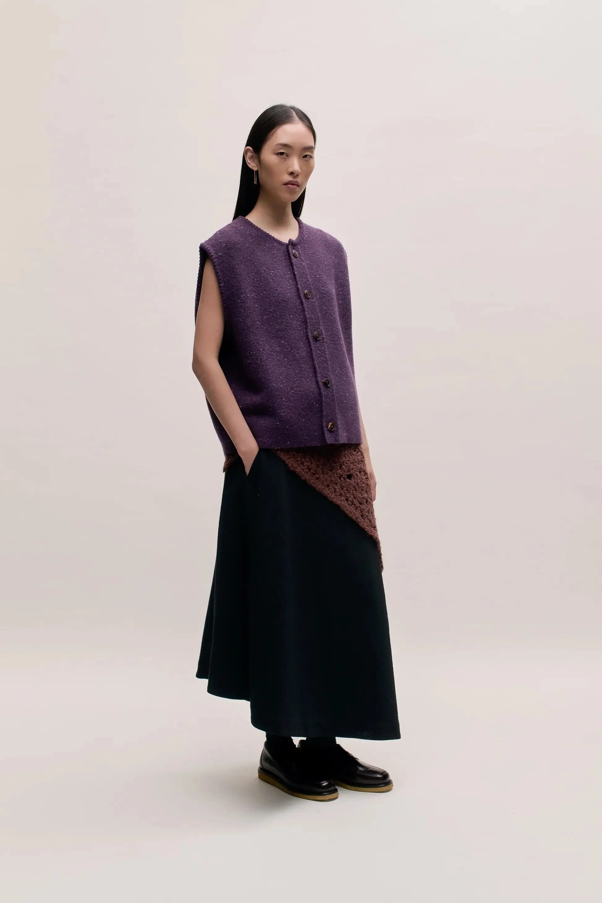 Men's Purple Tweed Button Knit Vest