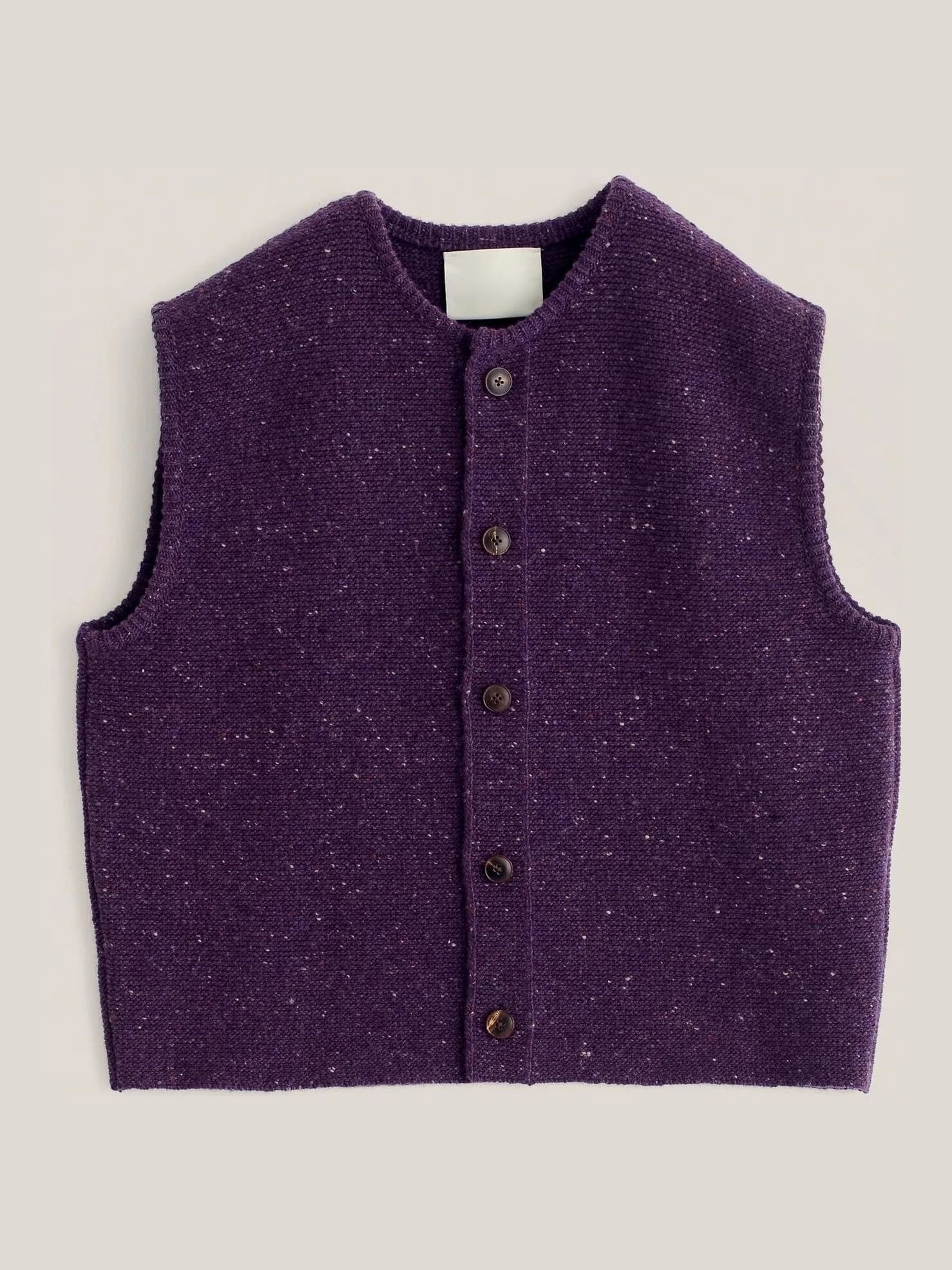 Men's Purple Tweed Button Knit Vest — view 6