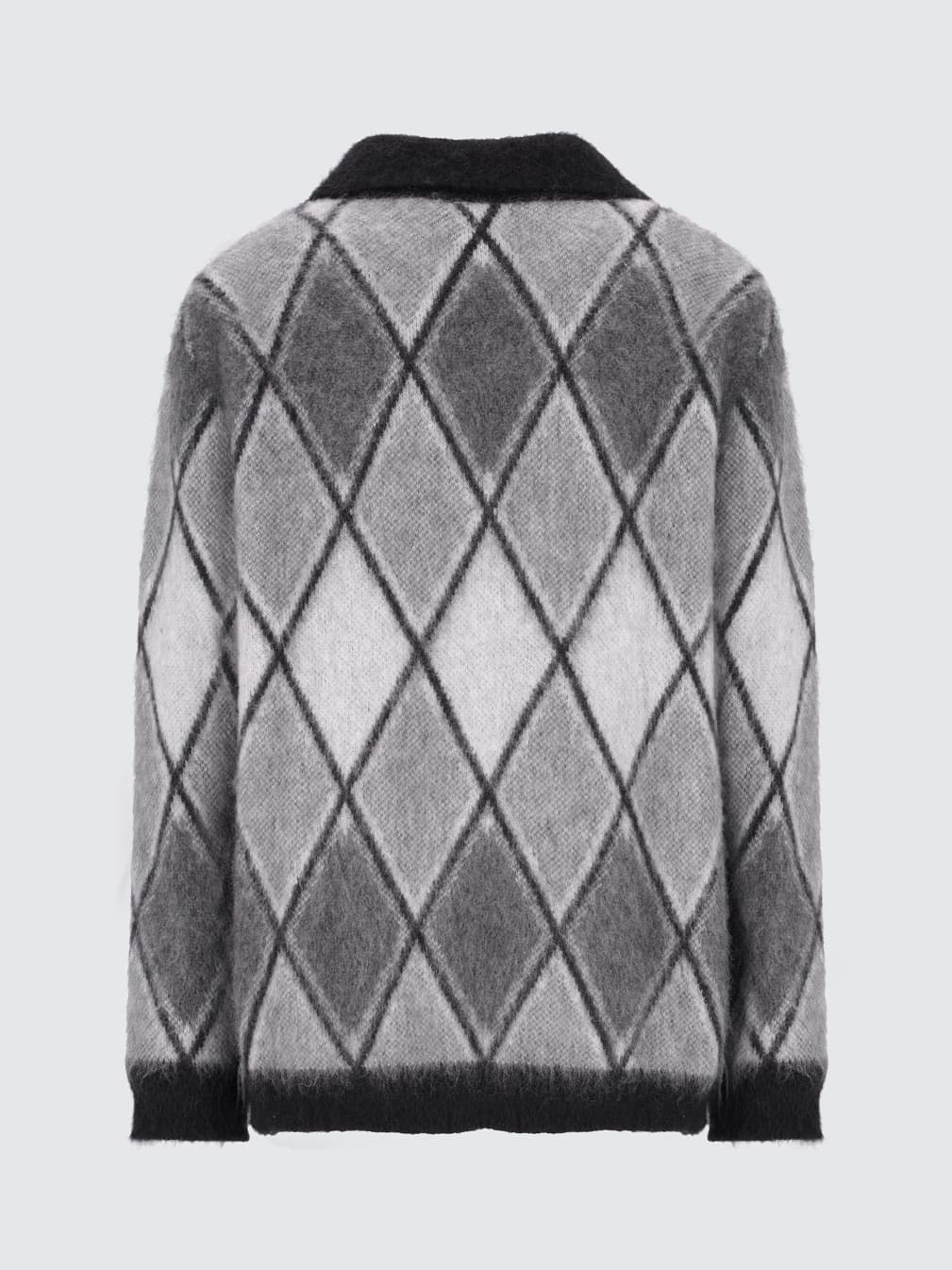 Men's Retro Brushed Mohair Argyle Polo Sweater Pattern Streetwear Knit — view 4