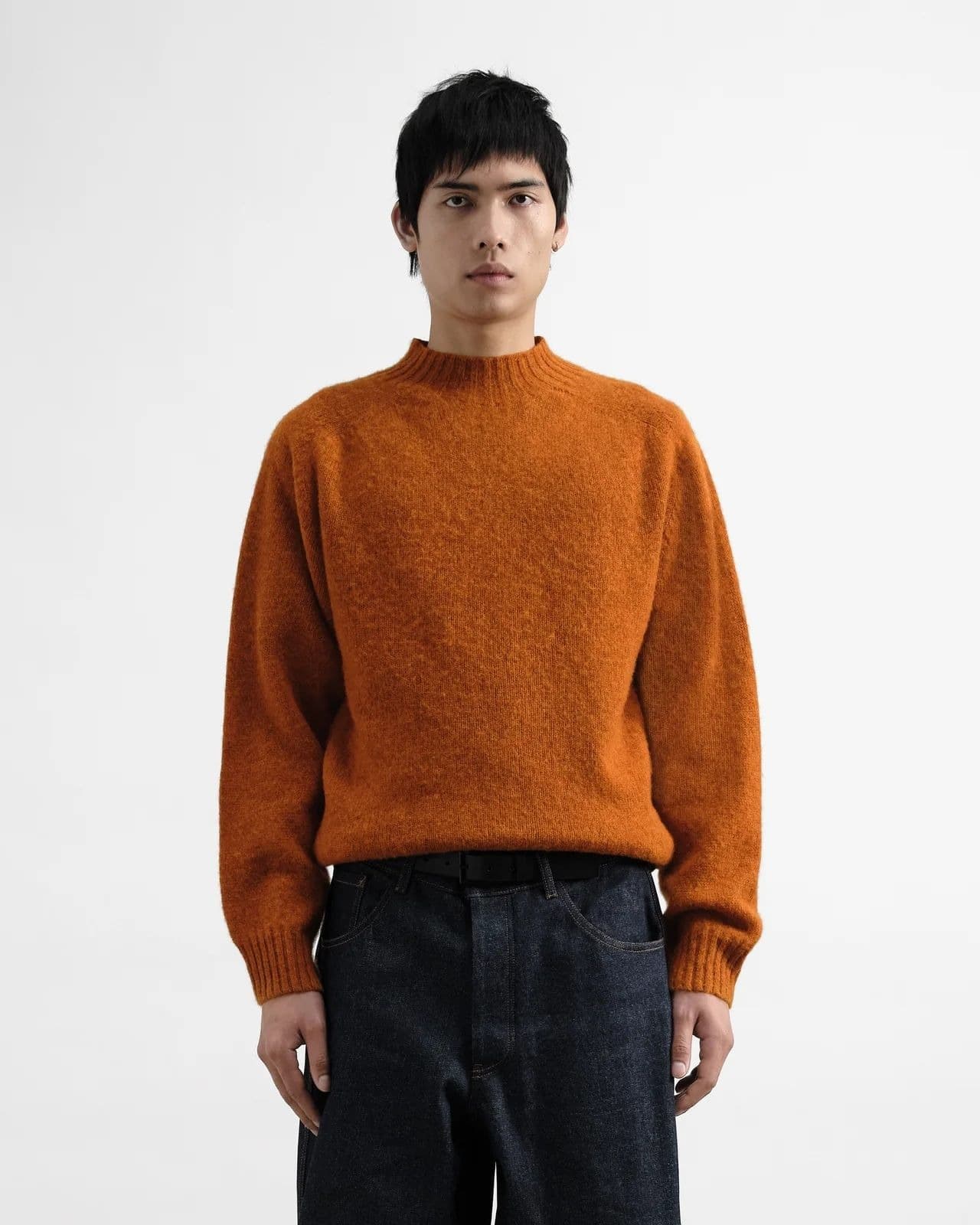 Wool-blend mock neck sweater