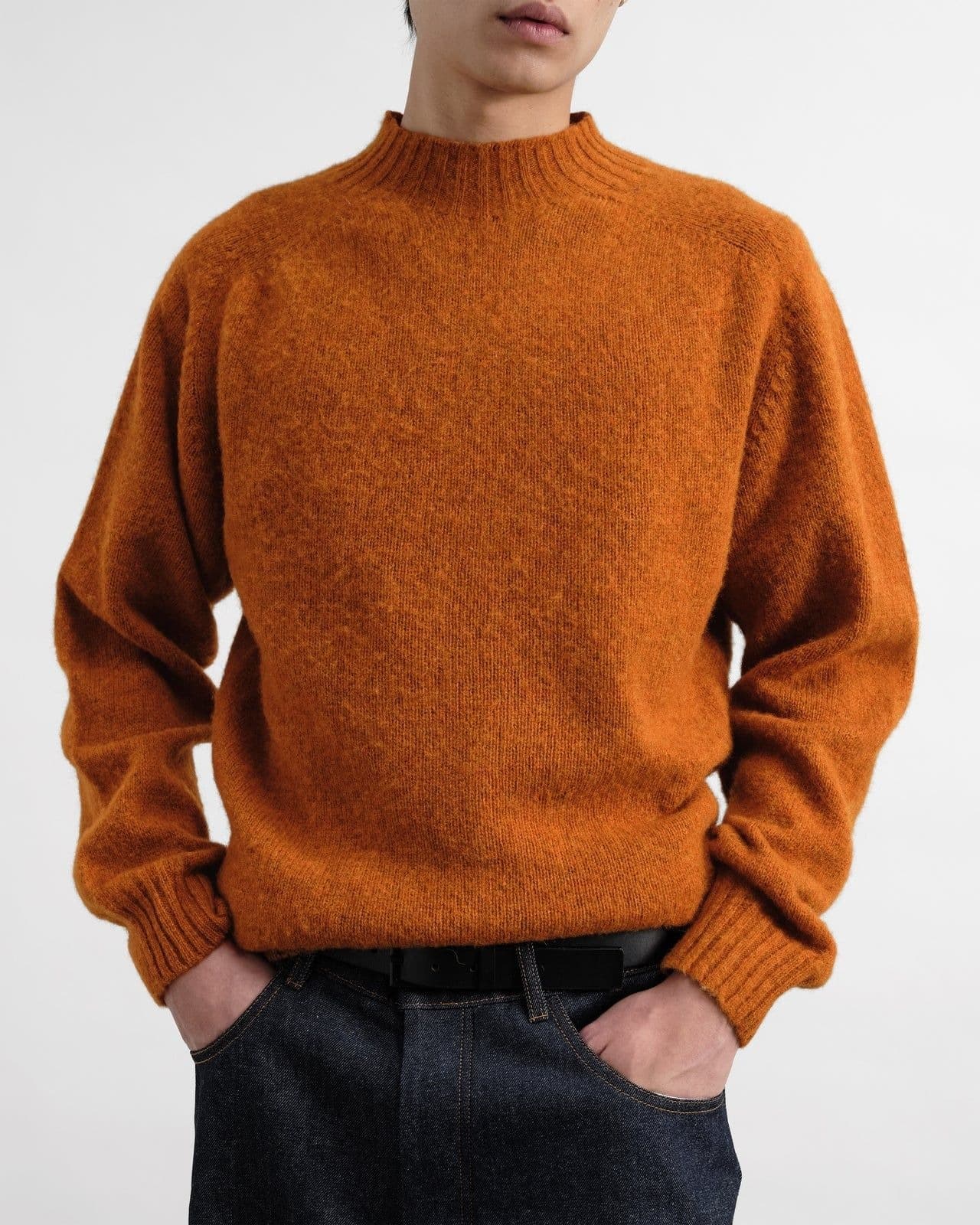 Men's Rust Orange Mock Neck Sweater — view 4