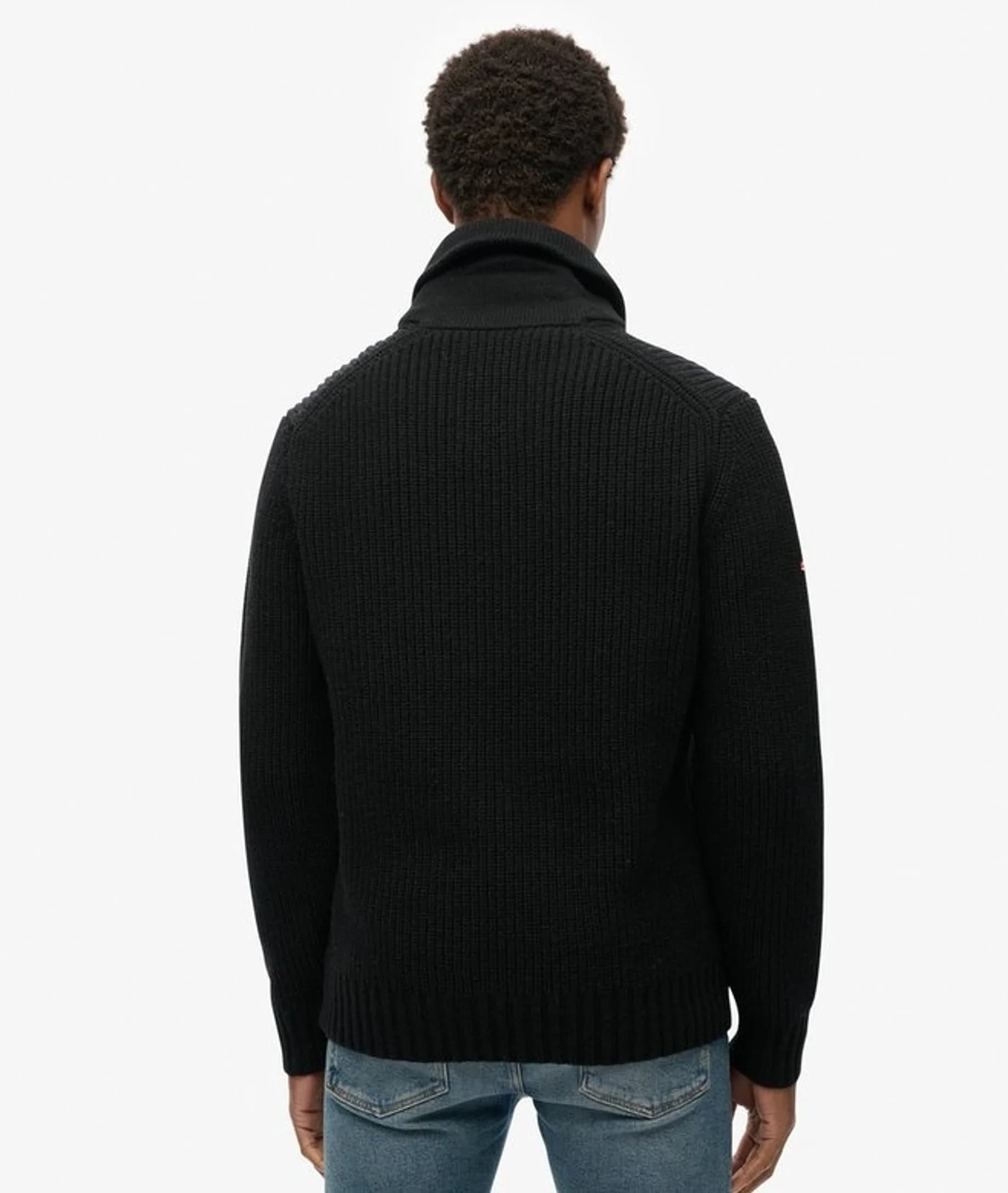 Men's Shawl Collar Henley Chunky Knit Sweater — view 2