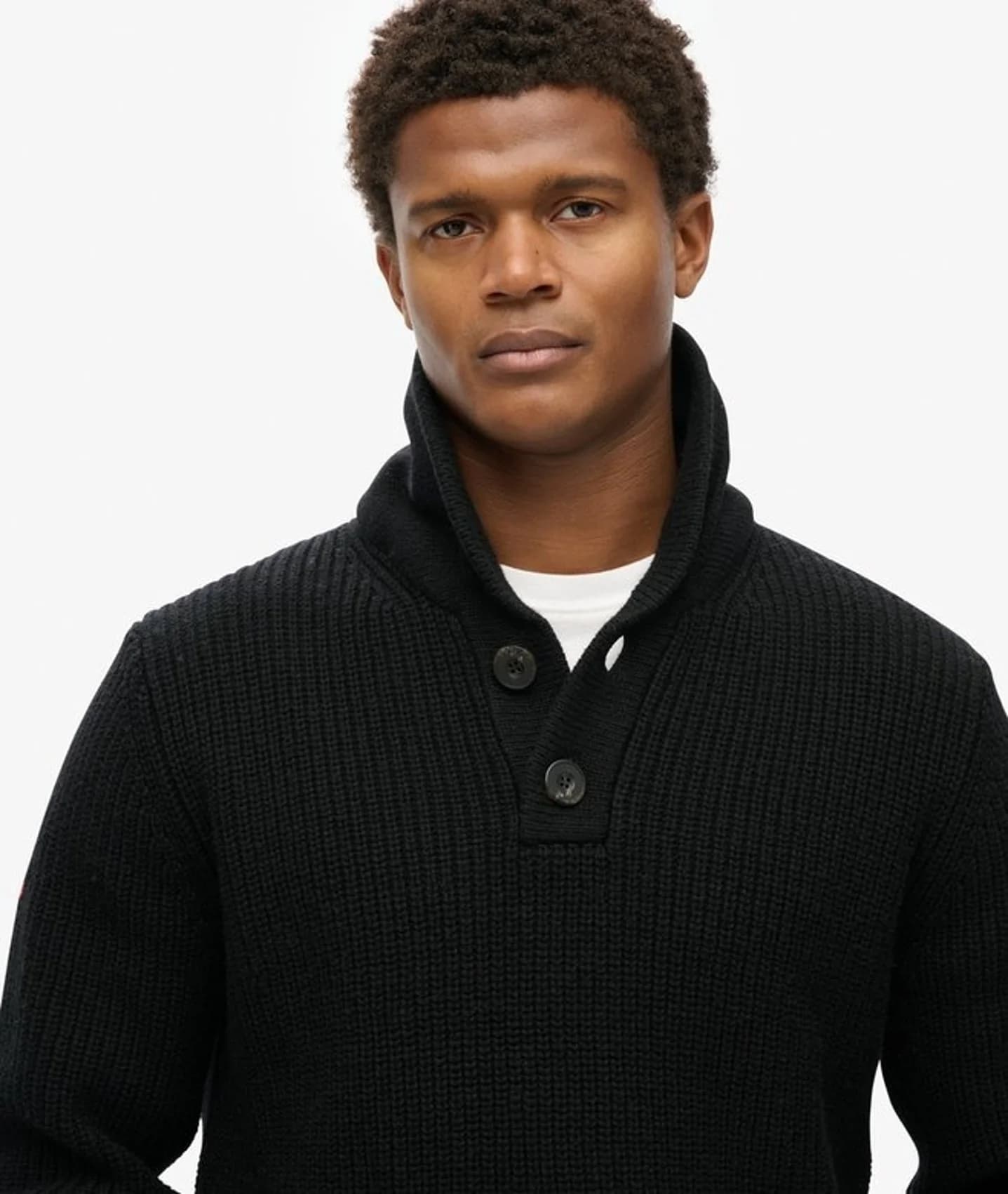 Men's Shawl Collar Henley Chunky Knit Sweater — view 4