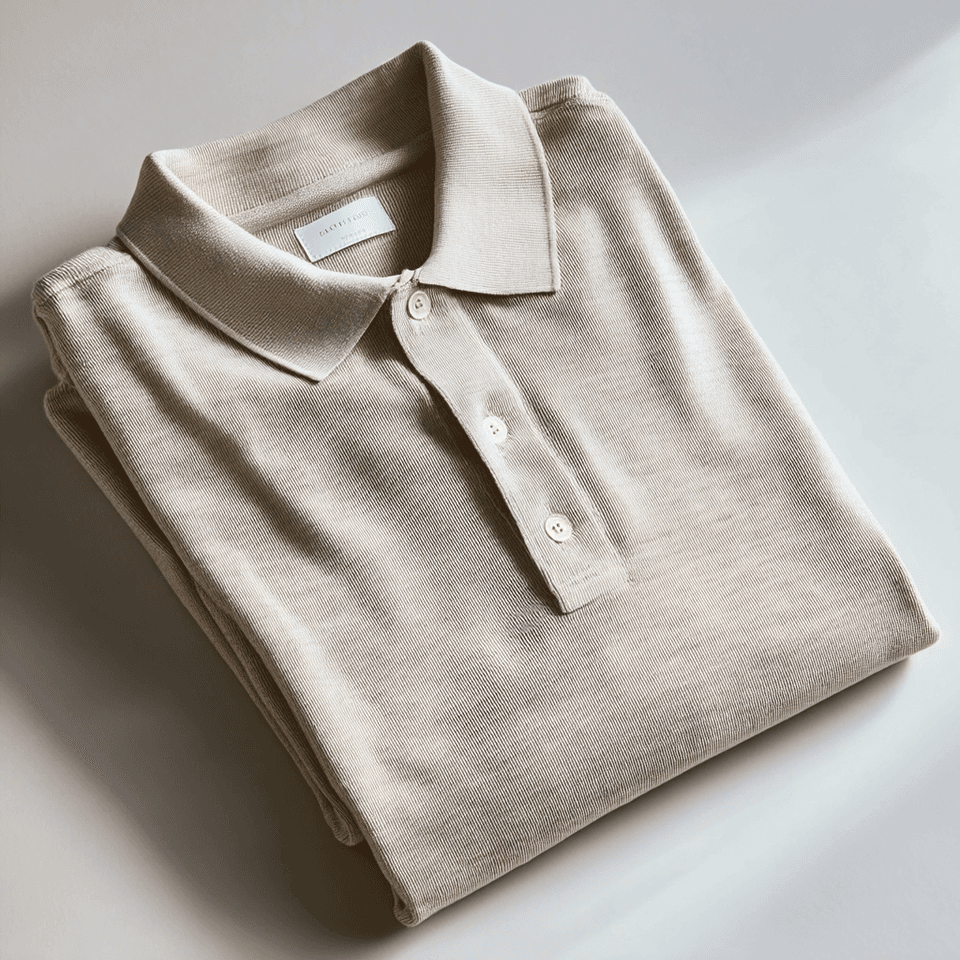 Men's Silk-Cotton Open Collar Knit Polo — view 5