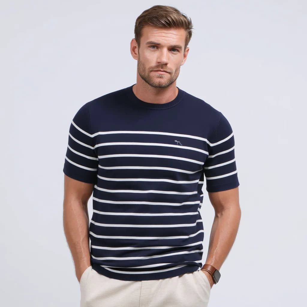 Men's Solid Casual Knit T Viscose Blend Short Sleeve Crew Neck