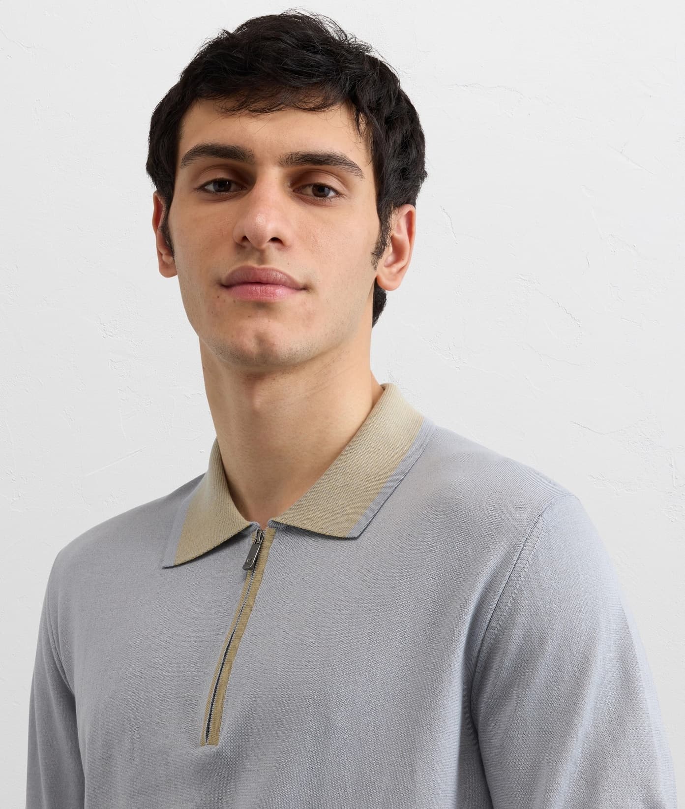 Men's Light Blue Spring Summer Fine Knit Polo — view 4