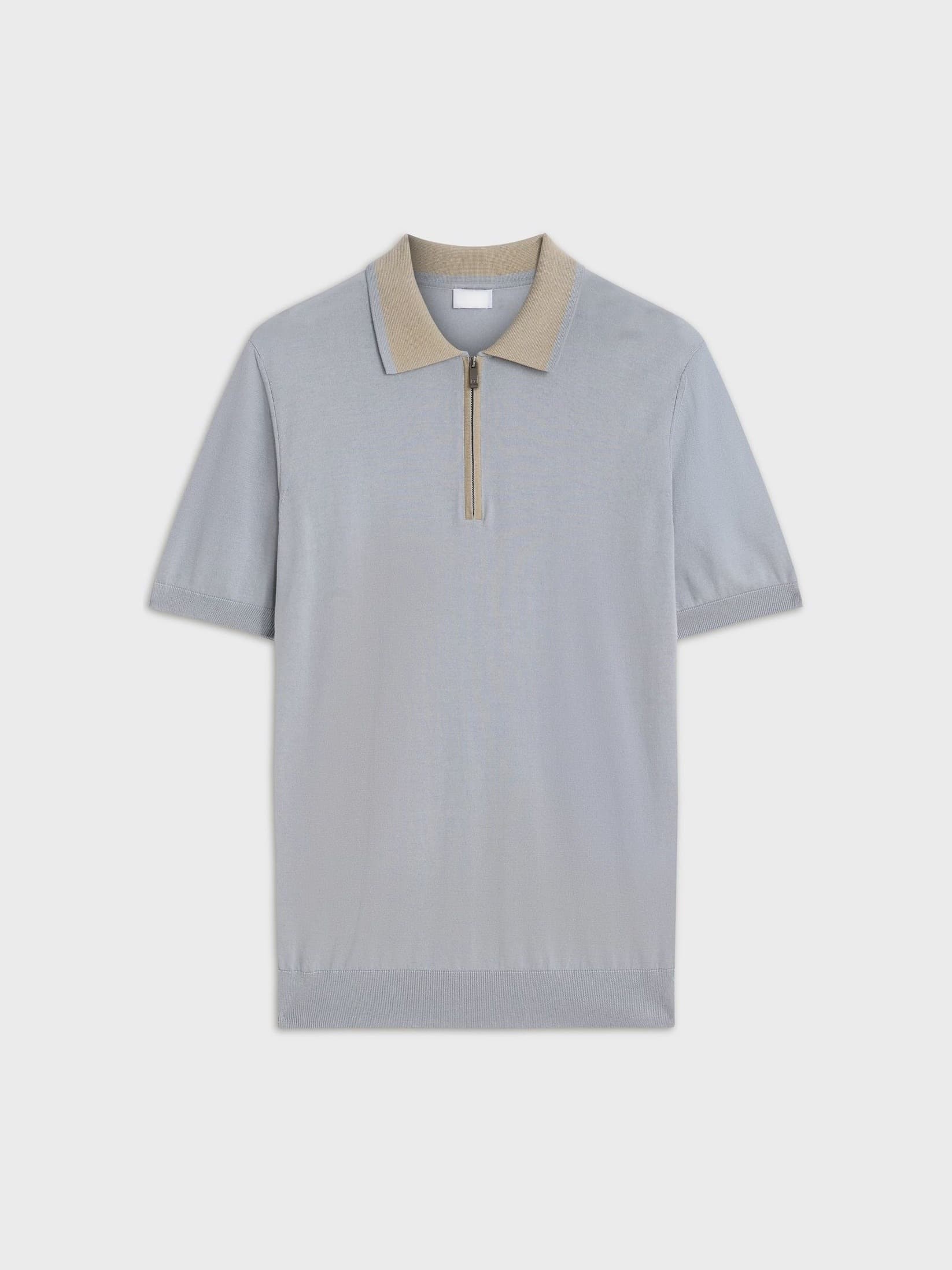 Men's Light Blue Spring Summer Fine Knit Polo — view 6