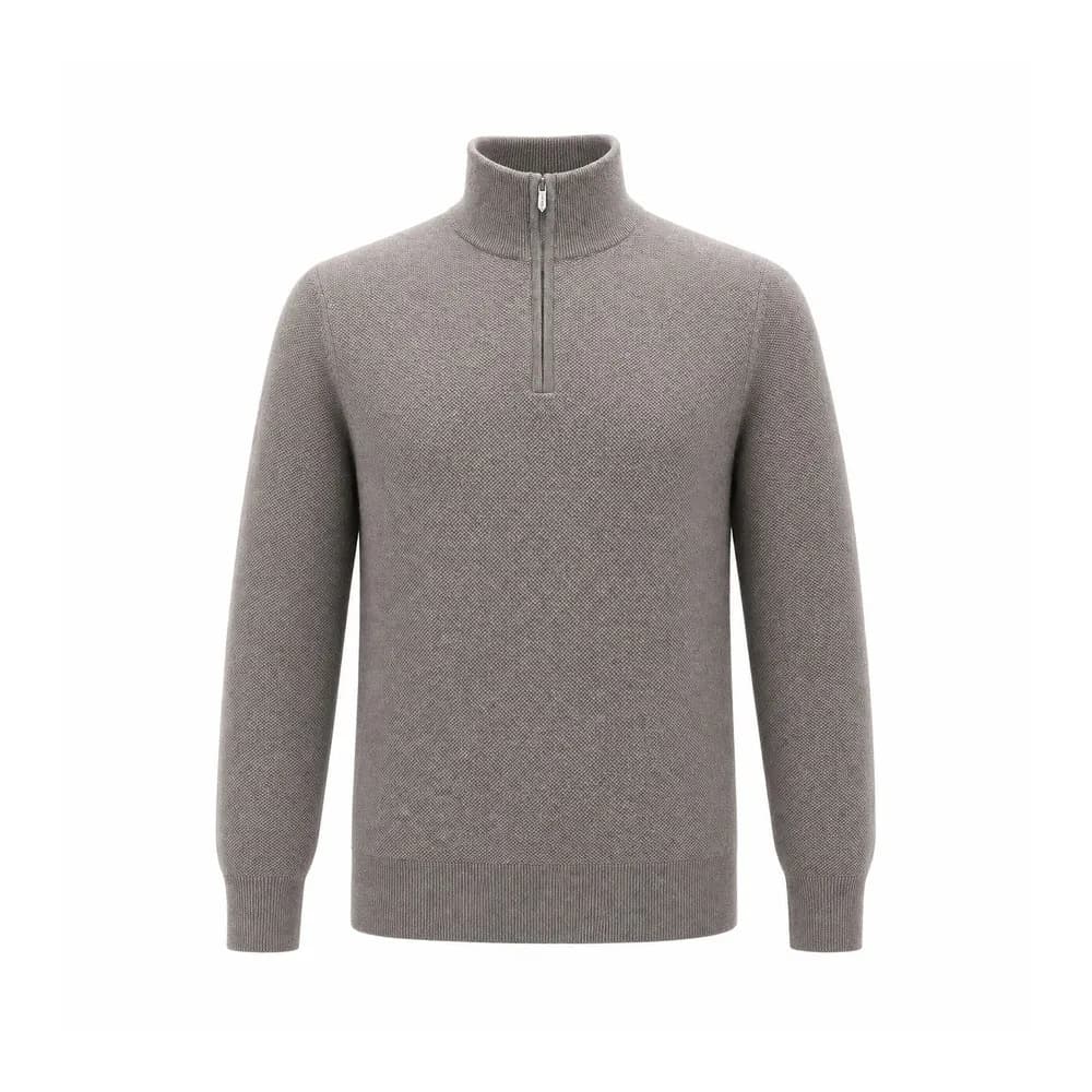 Men's Stand Collar Half Zip Knit Sweater Solid