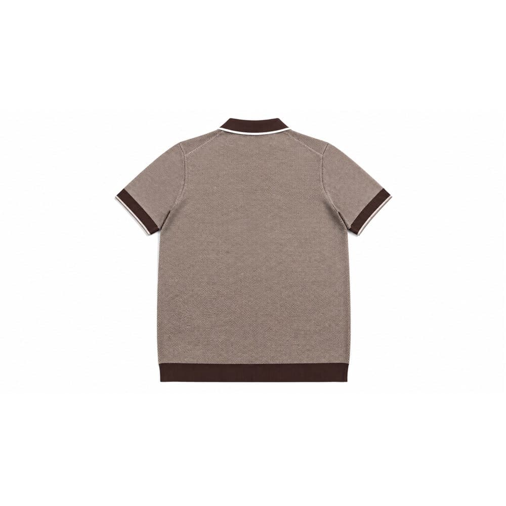 Men's Taupe Short-Sleeve Knit Polo — view 2