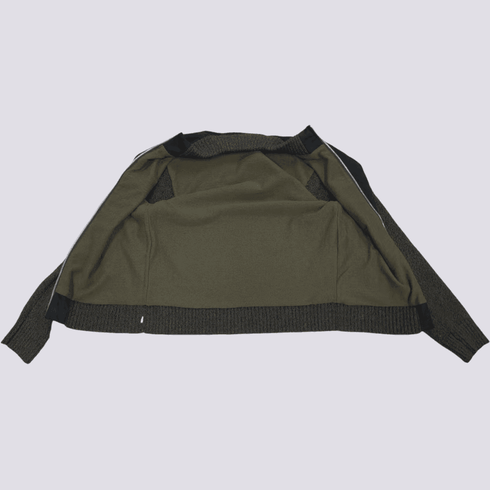 Men's Taupe Suede Front Knit Sleeve Bomber Jacket — view 5