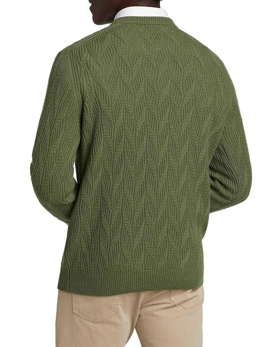 Men's Textured Leaf Jacquard Cotton Sweater — view 4
