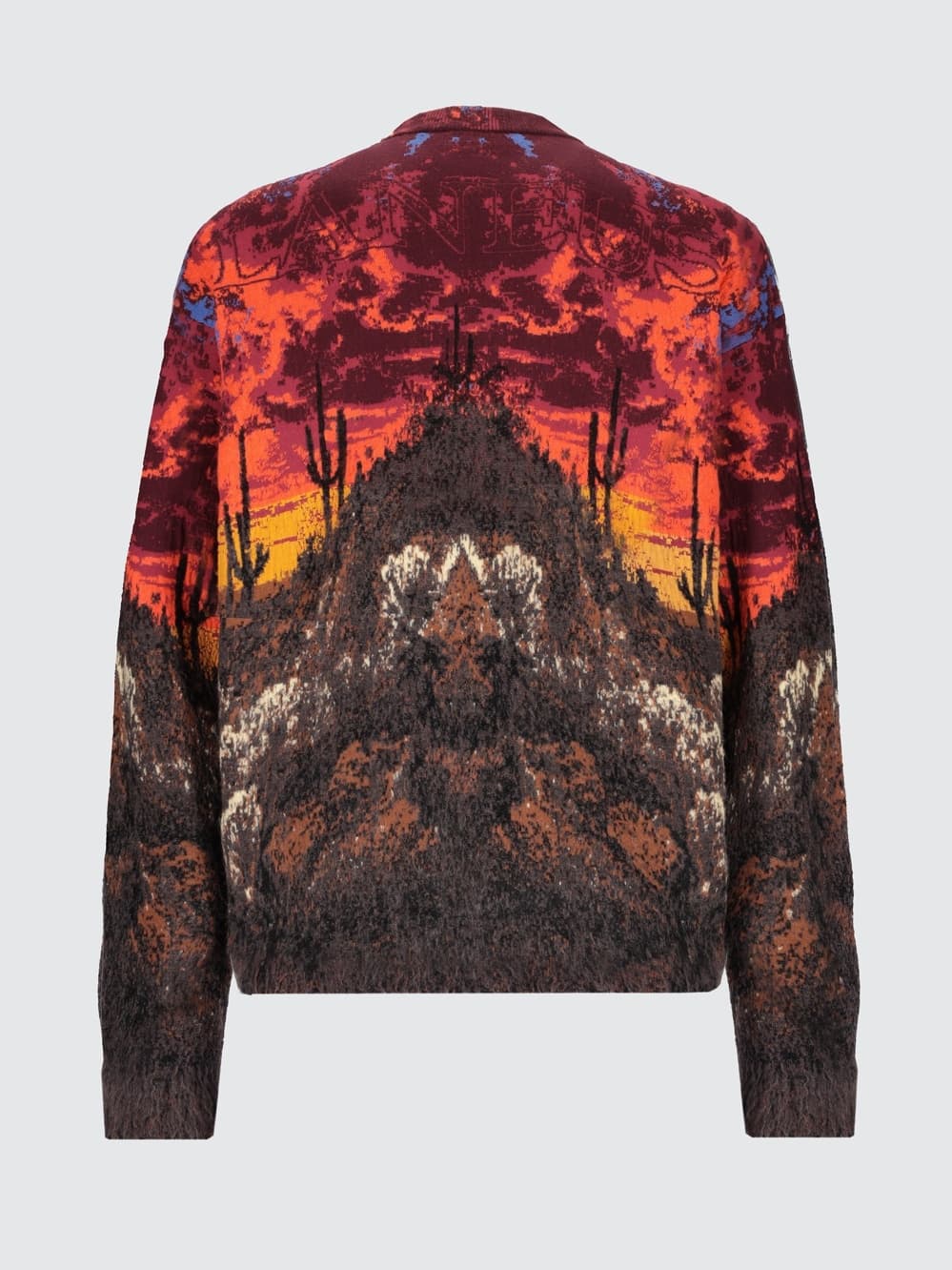 Men's Western Sunset Desert Landscape Jacquard Sweater Scenic Crew Neck — view 4