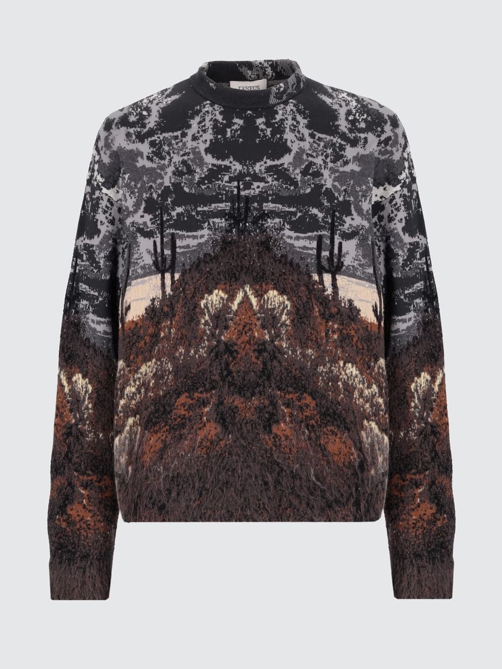 Men's Western Sunset Desert Landscape Jacquard Sweater Scenic Crew Neck — view 6