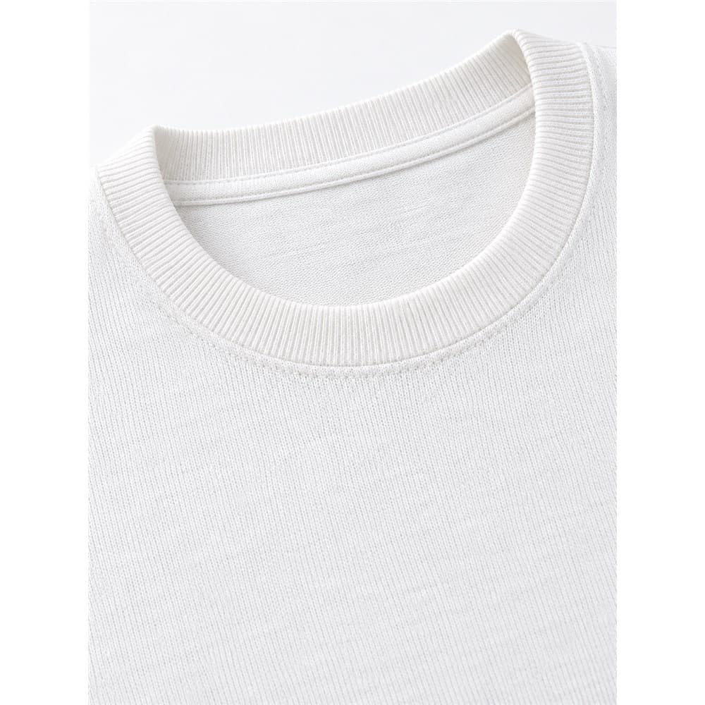 Men's White Short-Sleeve Crew Neck Knit Top — view 5