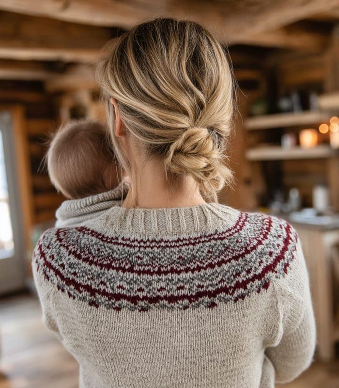 Maternity Fair Isle Nursing Sweater — view 5