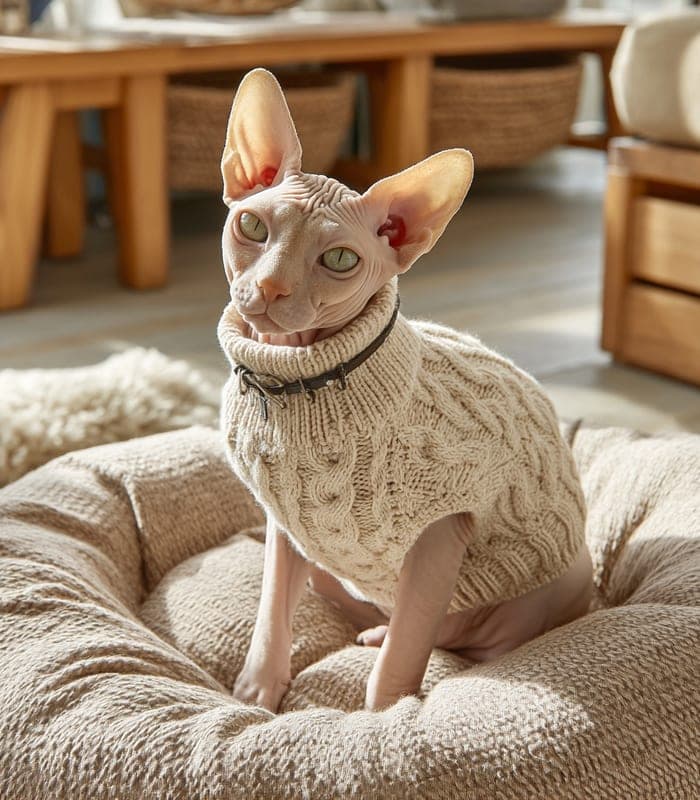Pet Hand-Knit Sphynx Cat Sweater