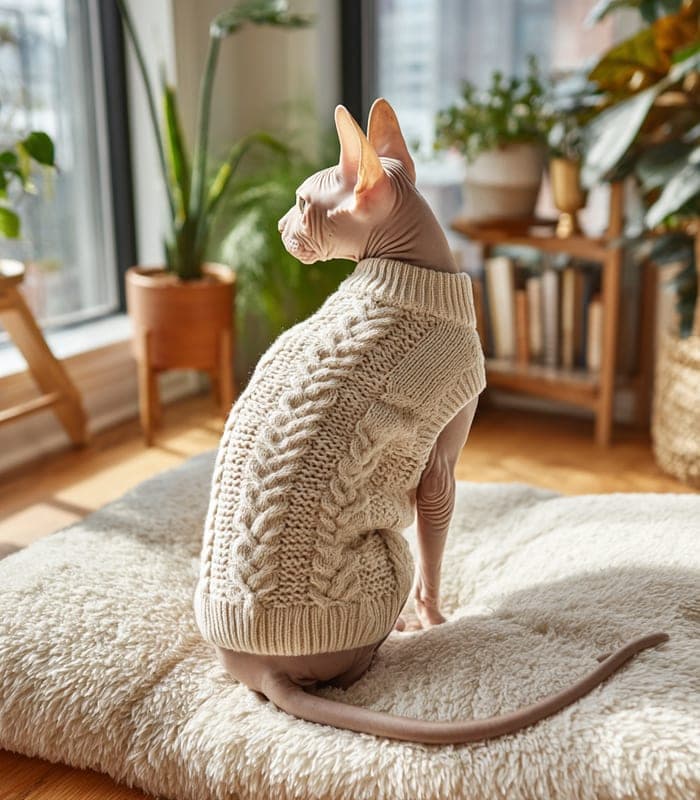 Pet Hand-Knit Sphynx Cat Sweater — view 3