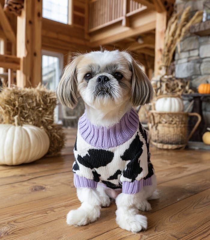 Pet Vintage Cow Print Sweater