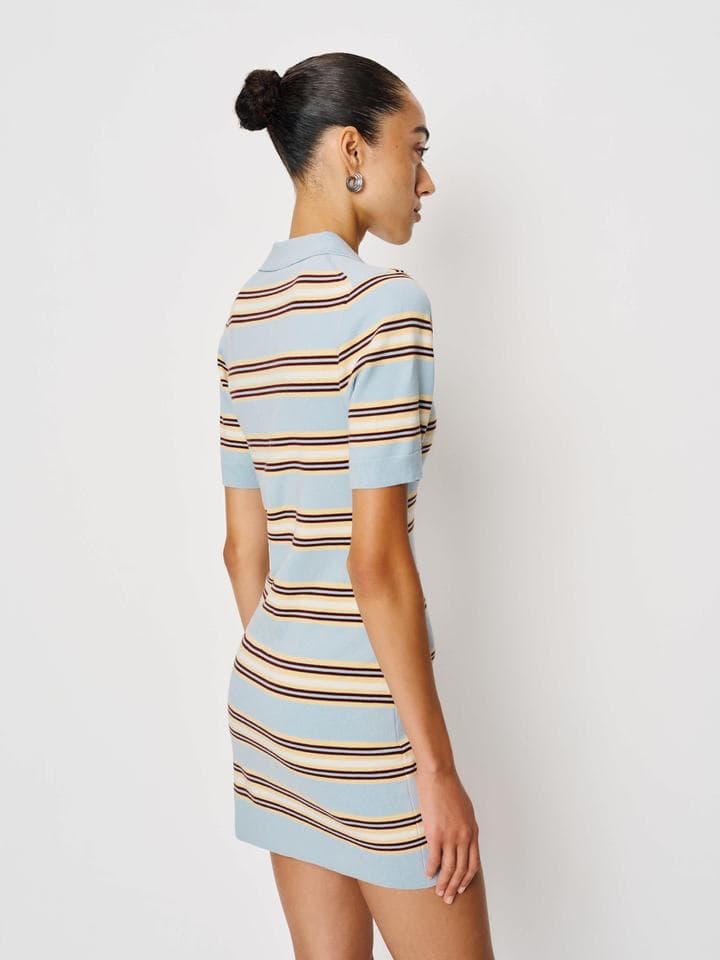 Women's Breton Stripe Short-Sleeve Knit Polo Dress — view 3