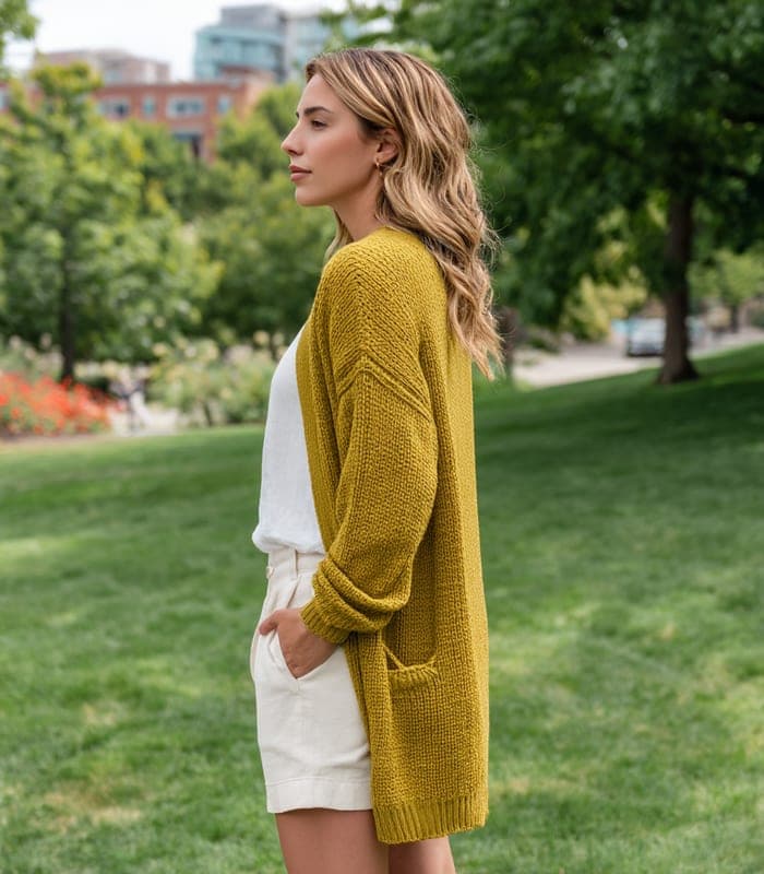 Women's Organic Cotton Open-Front Longline Cardigan — view 2