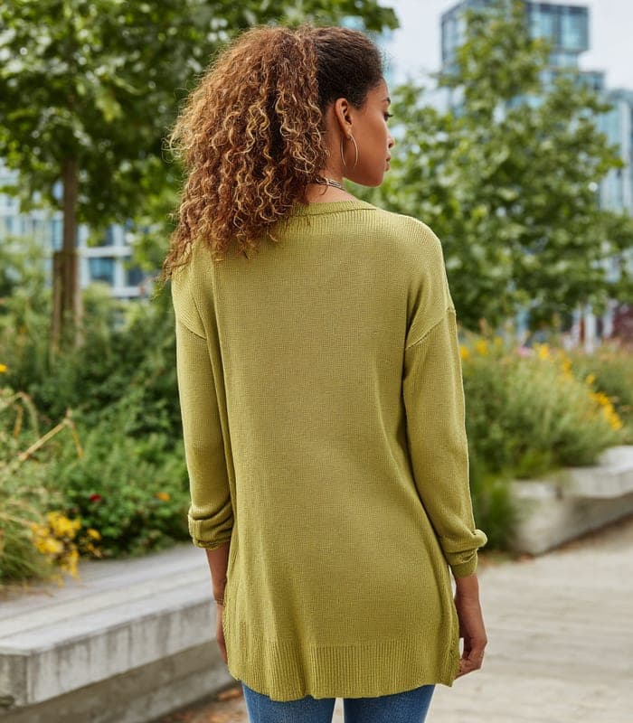 Women's Organic Cotton Open-Front Longline Cardigan — view 3