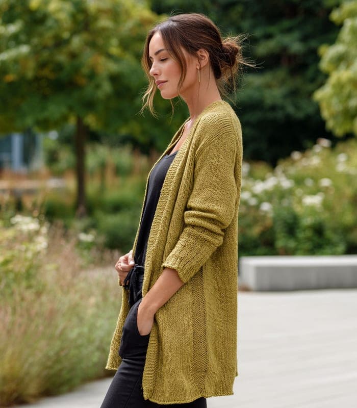 Women's Organic Cotton Open-Front Longline Cardigan — view 4
