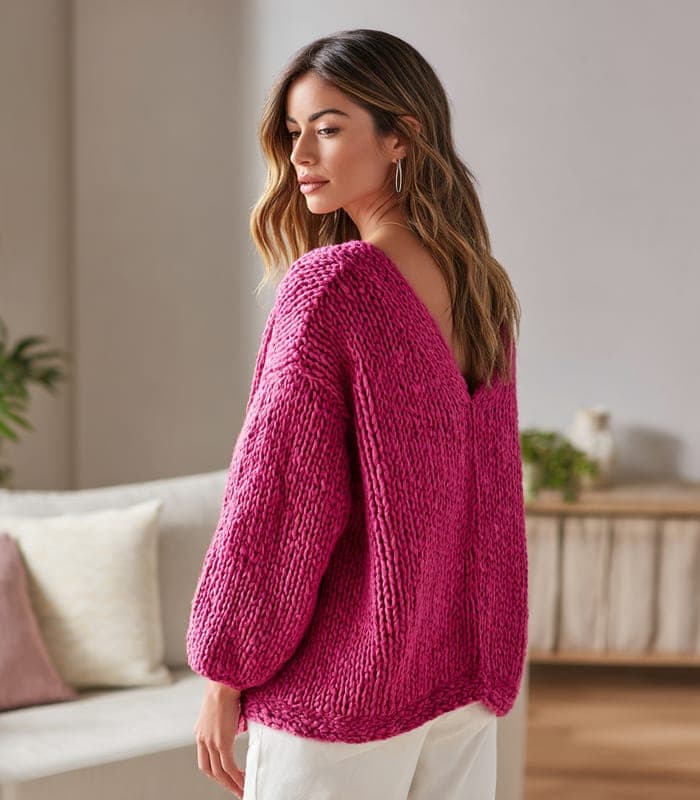 Women's Oversized Chunky Knit Cardigan with Statement Buttons — view 4