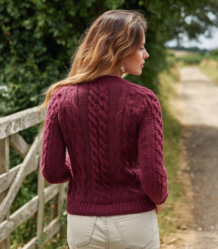 Women's Textured Cable-Knit Wool-Blend Cardigan — view 3